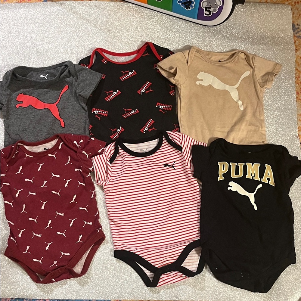 Puma Kids Bodysuit Set - Red, Black, Gray, Tan